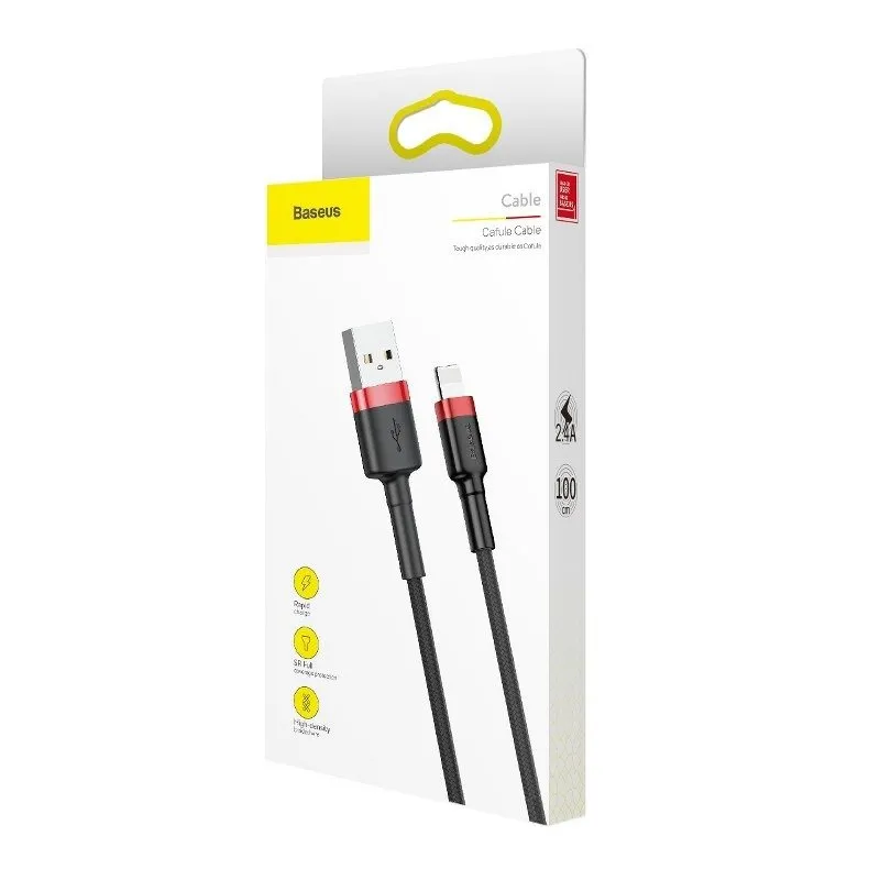 <![CDATA[Baseus Cafule USB Lightning Cable 2.4A 1m (Red+Black)]]>